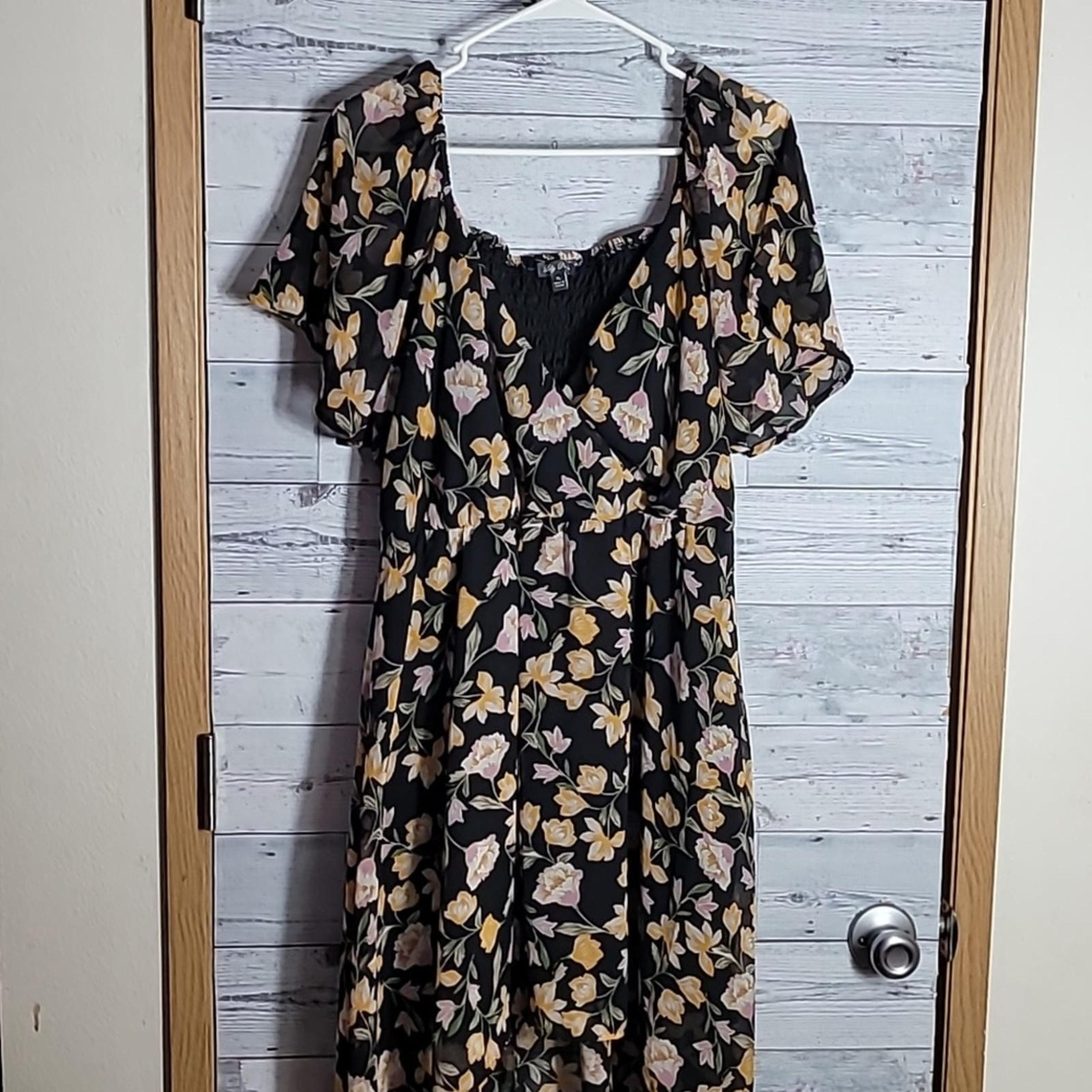 Lily Rose Floral Sheer High Low Dress Sz XL