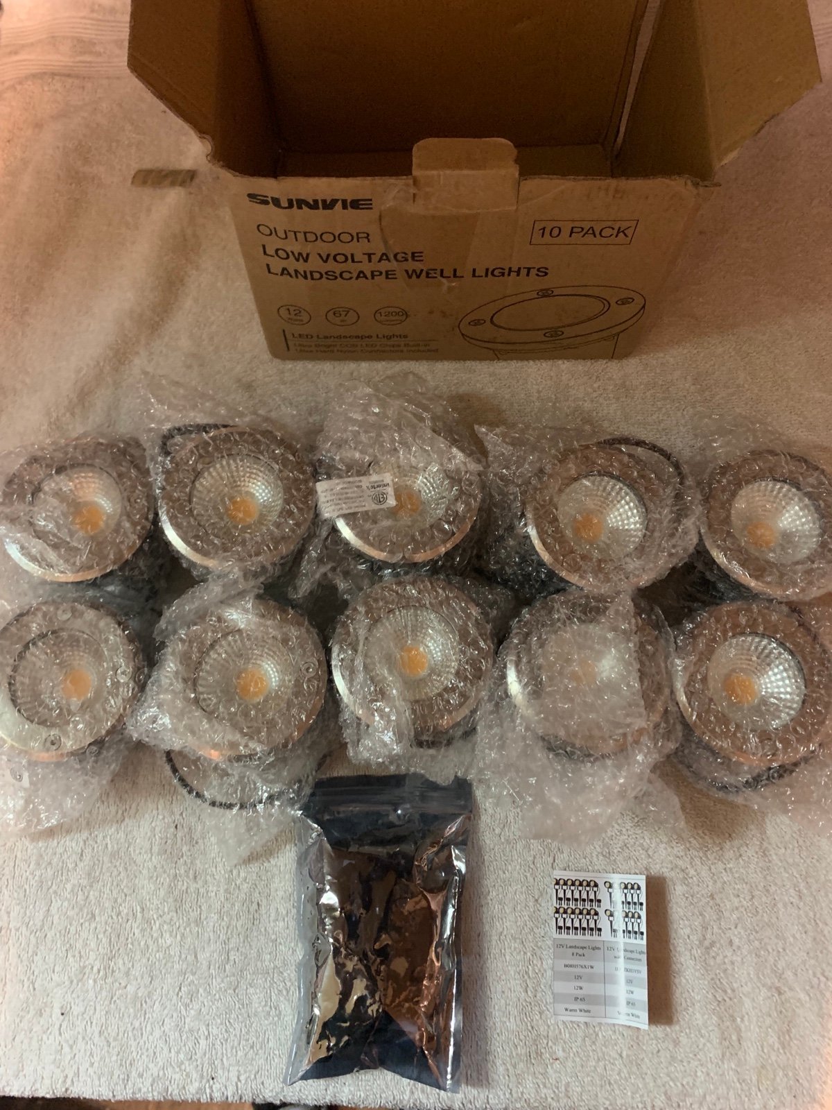 SUNVIE 10 Pack Low Voltage Landscape In-Ground Well Lights Pathway Driveway IP67
