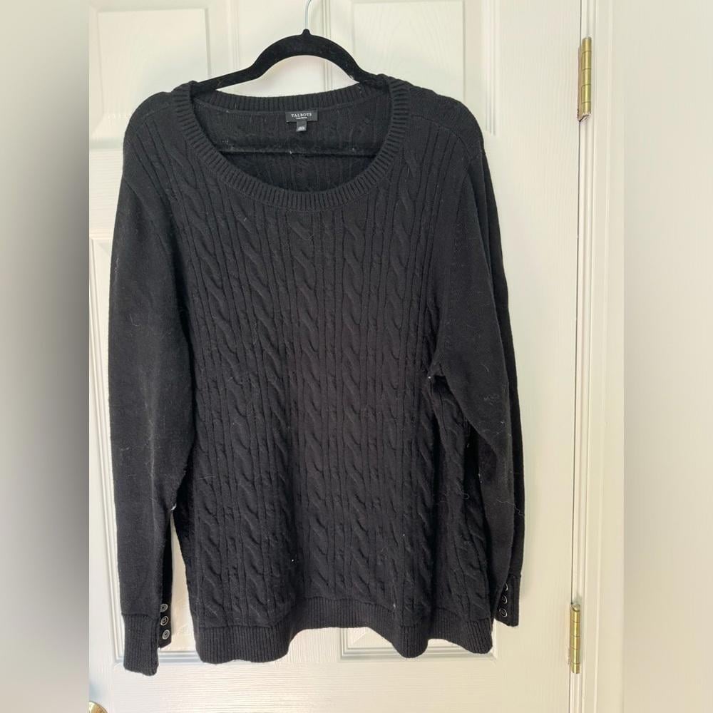 Talbots black cable sweater 3x petite
