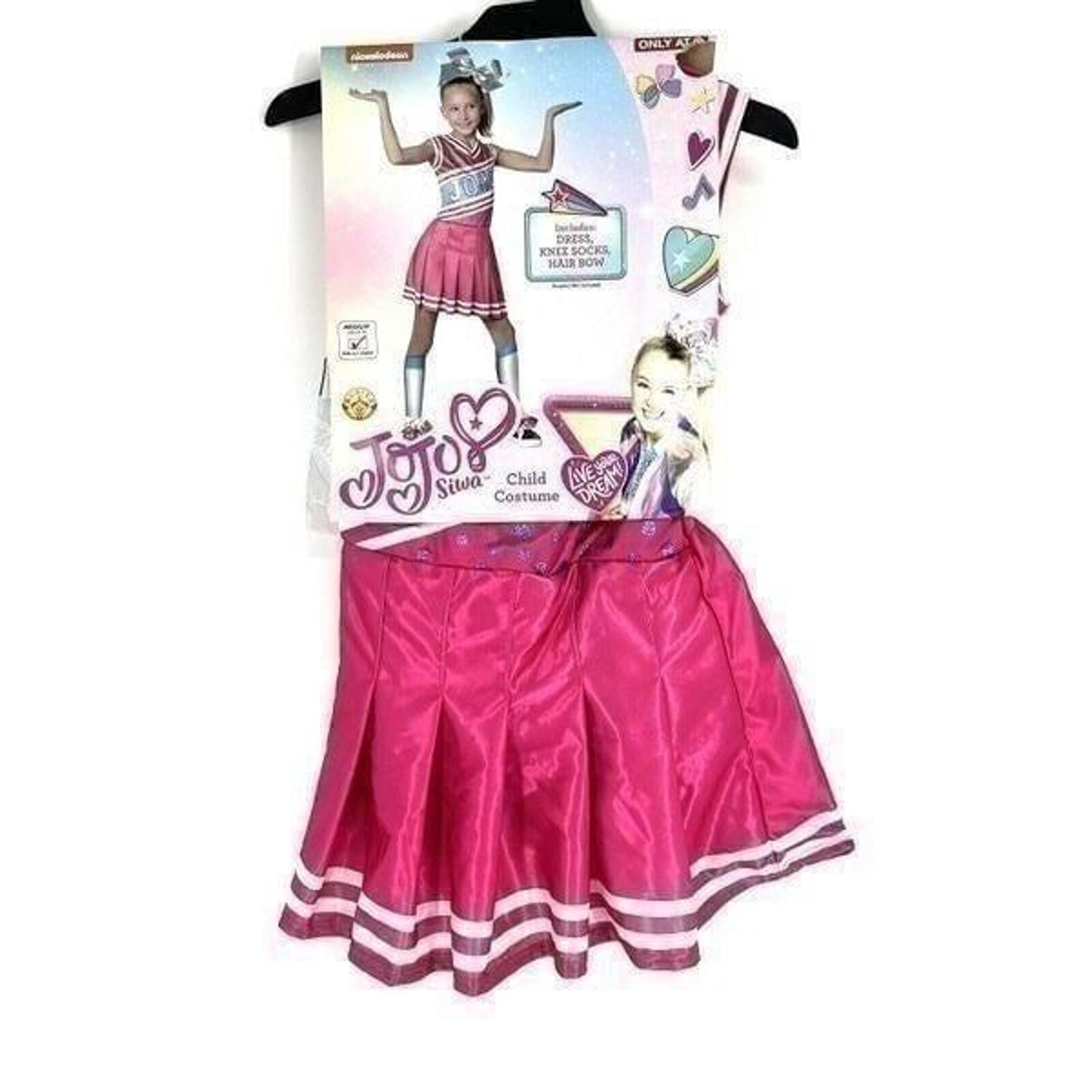 Jojo Siwa Cheerleader Costume Size Medium 8-10 Pink Halloween Dress Bow Socks