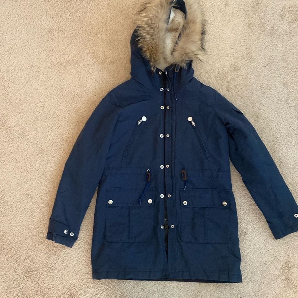 Rosebud Fidelity Jacket Coat Hood Women's Size S Blue