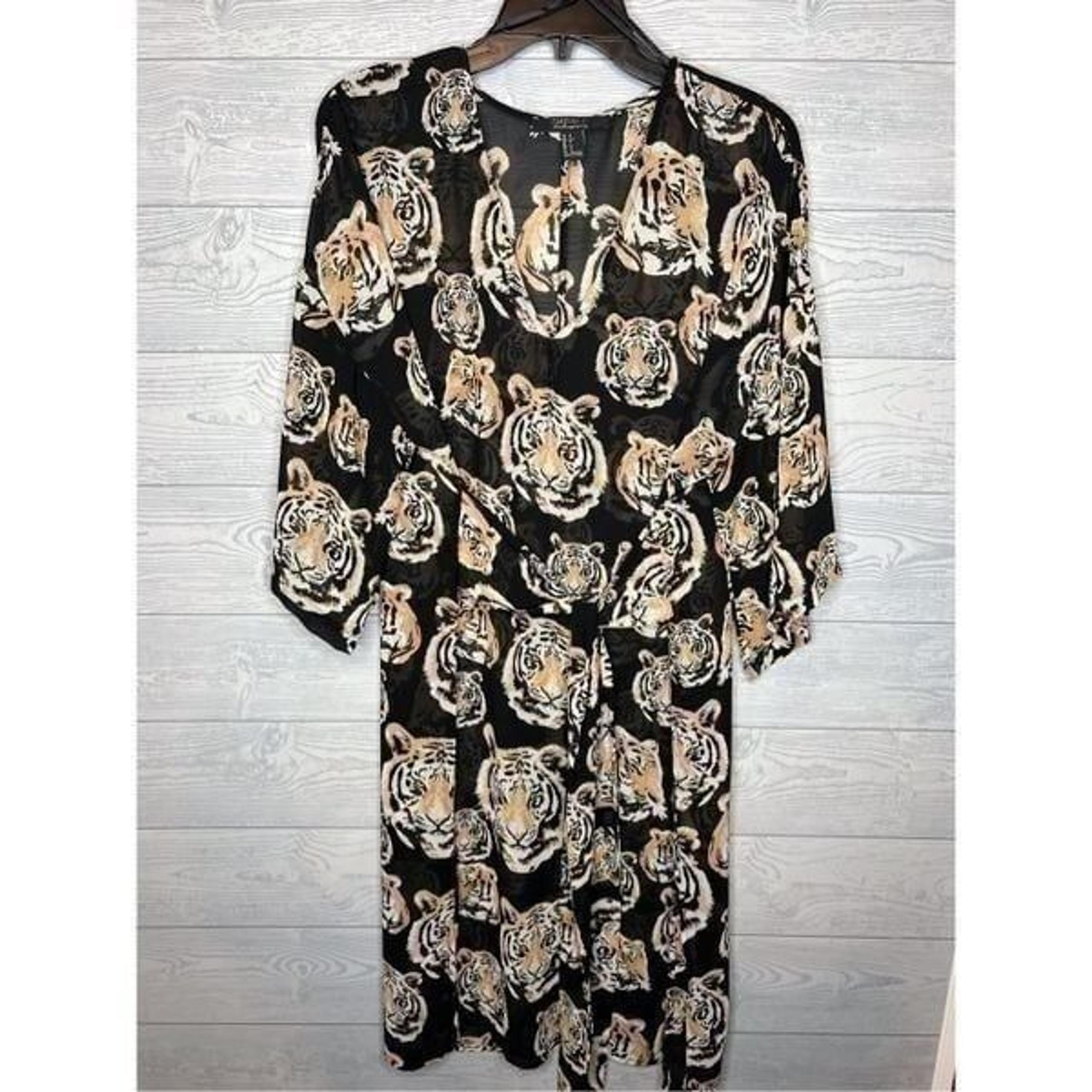 Forever 21 contemporary, sheer, bathing suit cover-up, tiger, size small