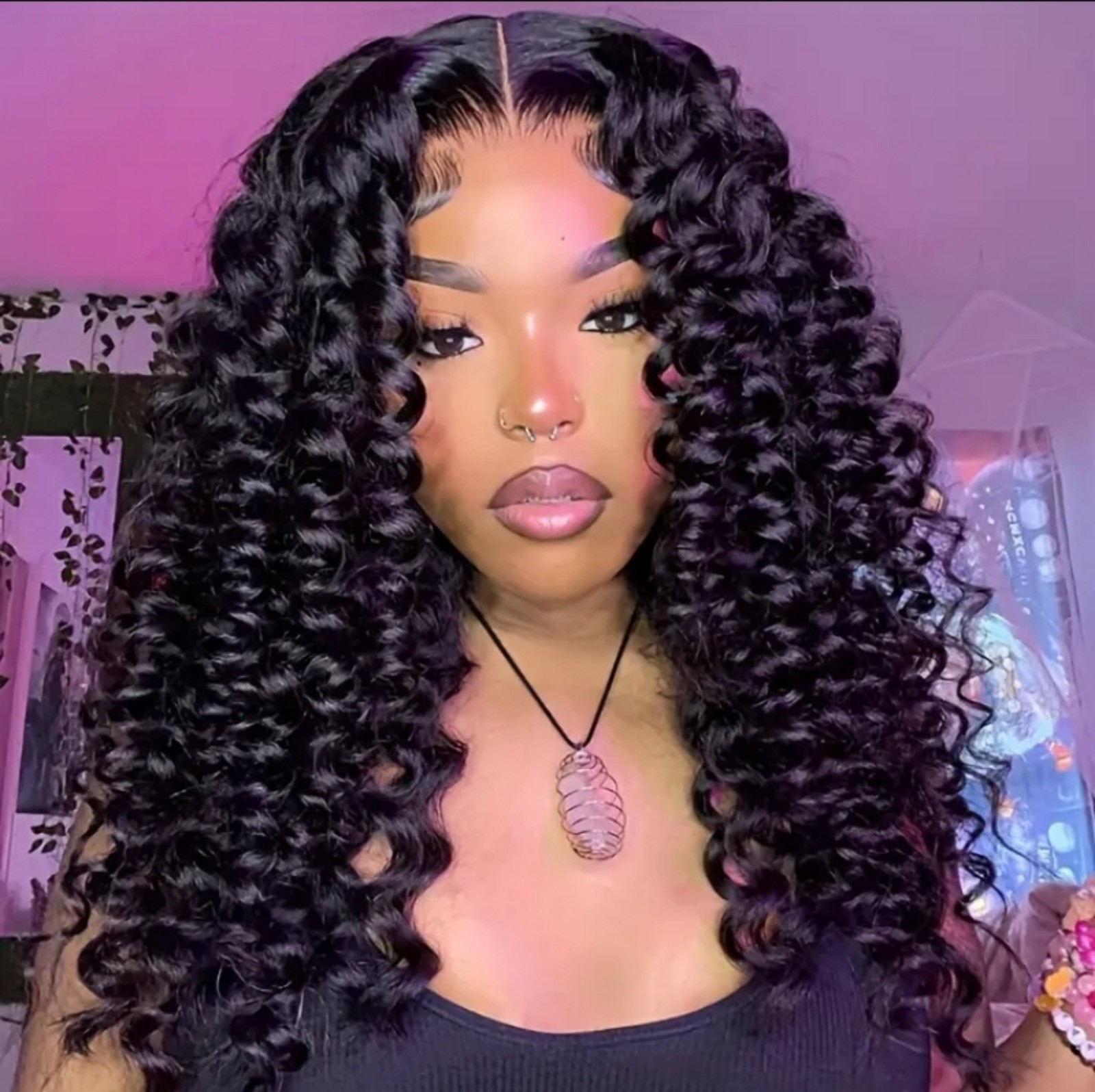 180% Density Bouncy Curly Human Hair Wigs 13x4 Lace Front Wig