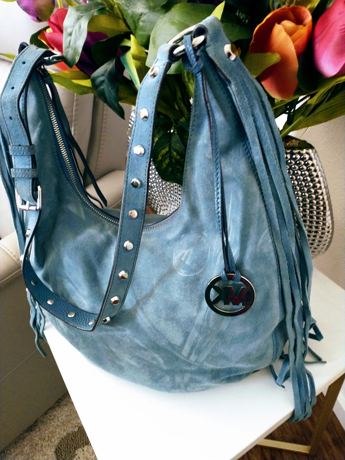 Michael kors suede hobo bag