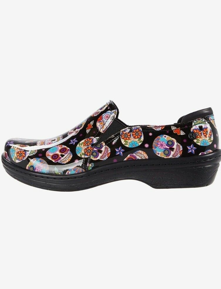 Klogs Footwear Women's Moxy Nursing Shoes, Candy Skulls Patent slip resistant