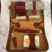 Vintage Mens Travel Case Toiletry Cowhide Vintage Brown Bag Collectible Antique