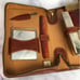 Vintage Mens Travel Case Toiletry Cowhide Vintage Brown Bag Collectible Antique