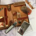 Vintage Mens Travel Case Toiletry Cowhide Vintage Brown Bag Collectible Antique