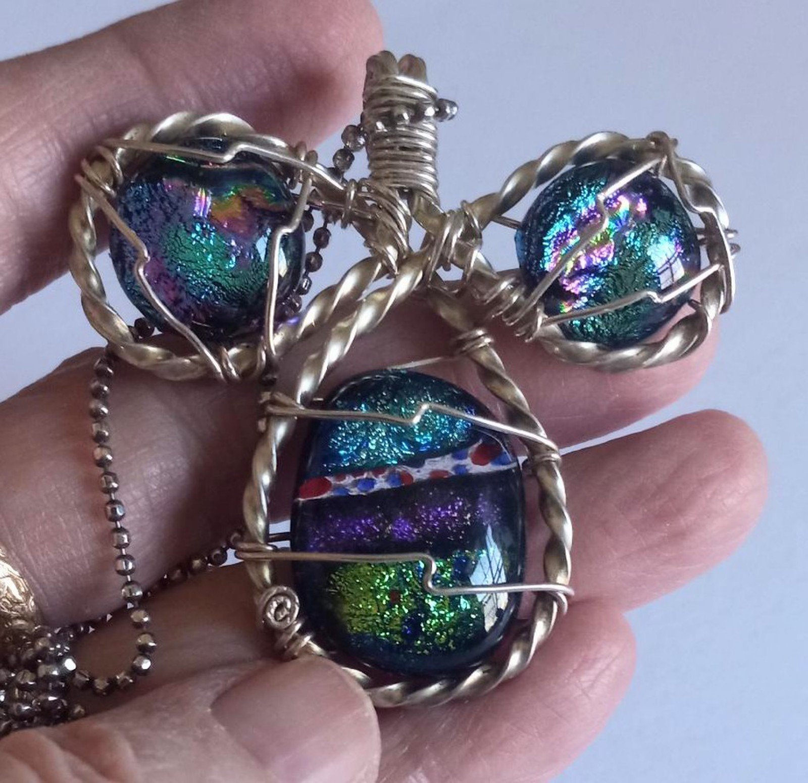 Sterling Silver Daichroic Glass Pendant Necklace
