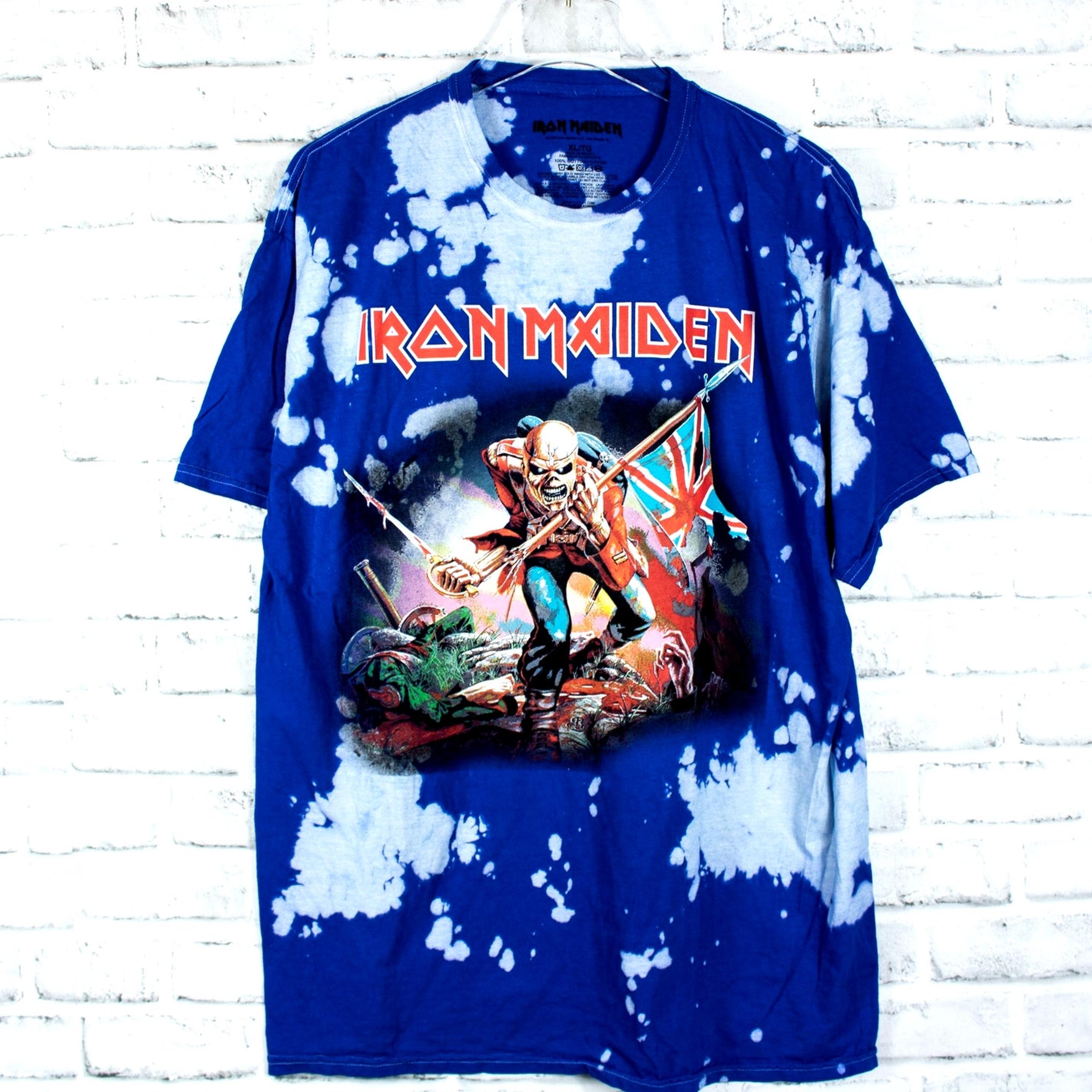 Iron Maiden Blue Tie Dye Band T Shirt Unisex Licensed Music Tee Merch XL Large