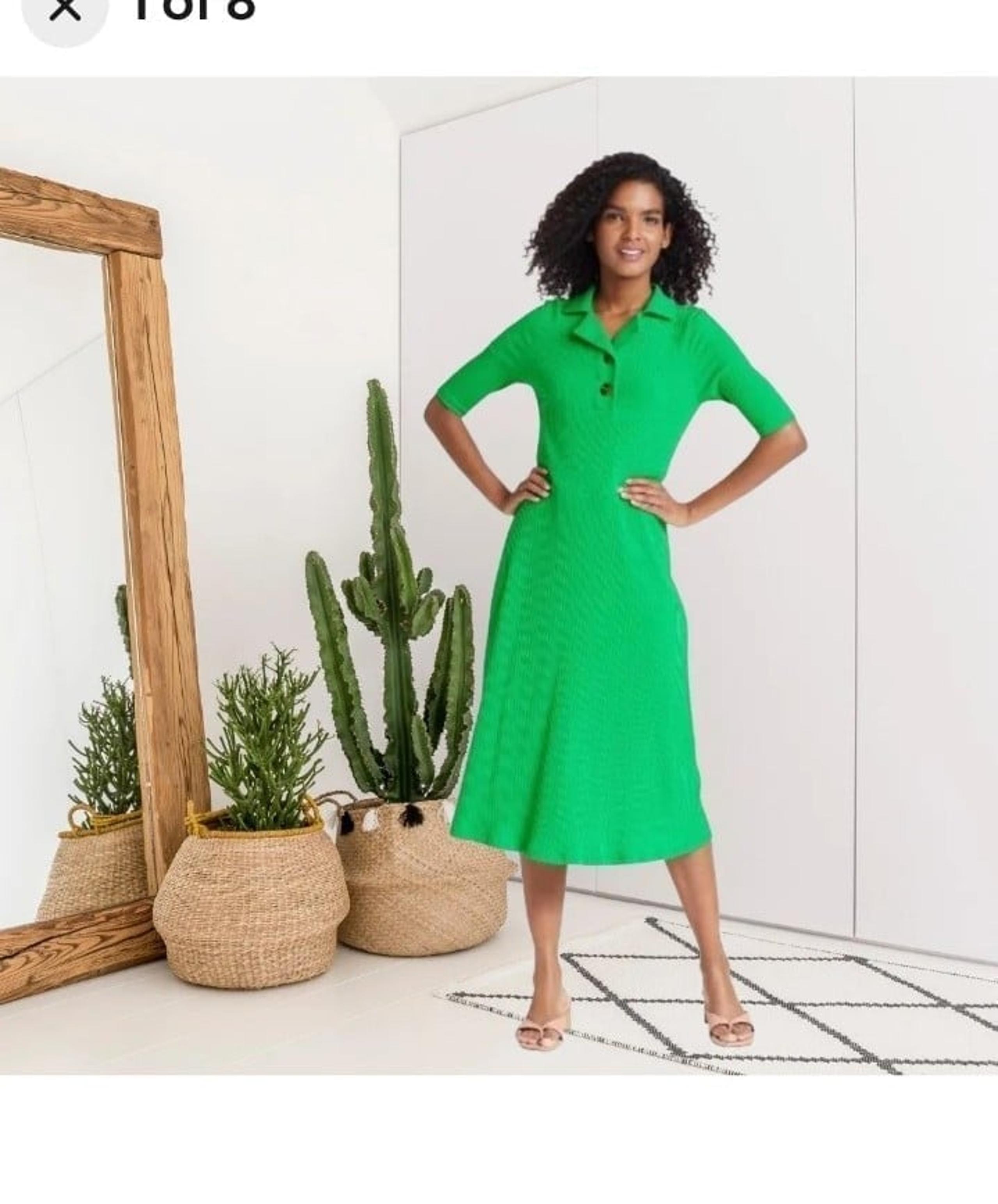 Who What Wear Womens XL Short Sleeve Ribbed Midi Dress 1/4 Button Kelly Green