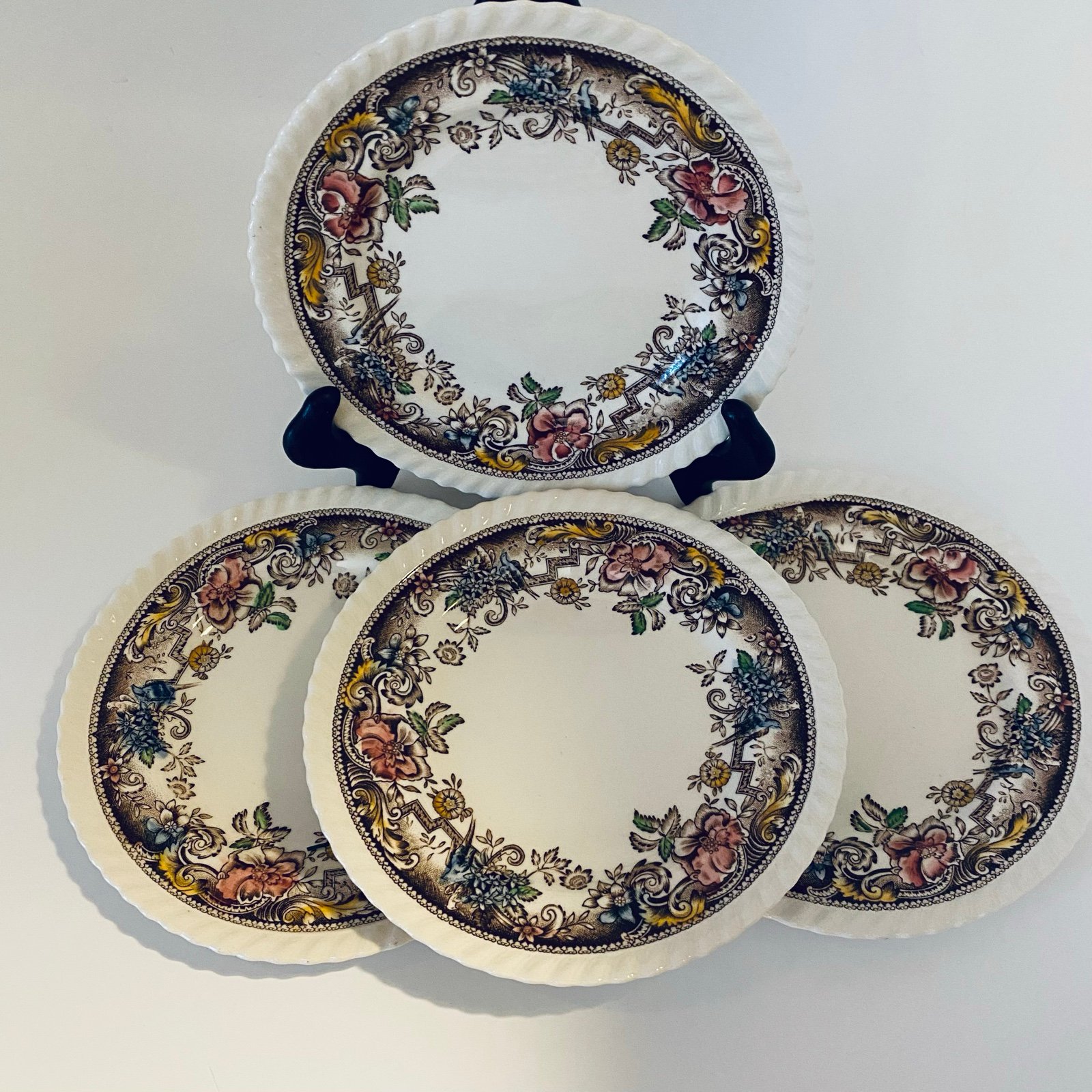 Vintage Johnson Brothers Devonshire Brown Multicolor Bread and Butter plates.