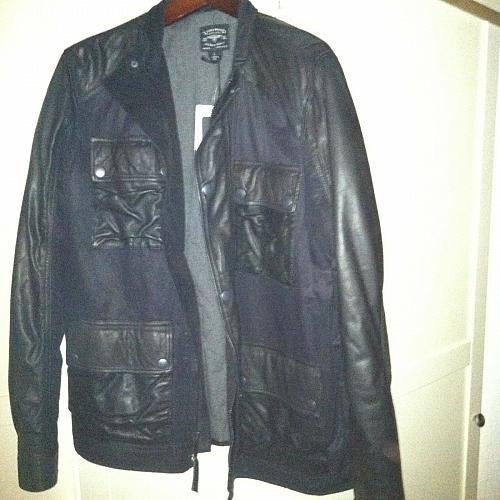 Mens NWT`s L Black Label Lambskin Leather Wax shops Mix Jacket