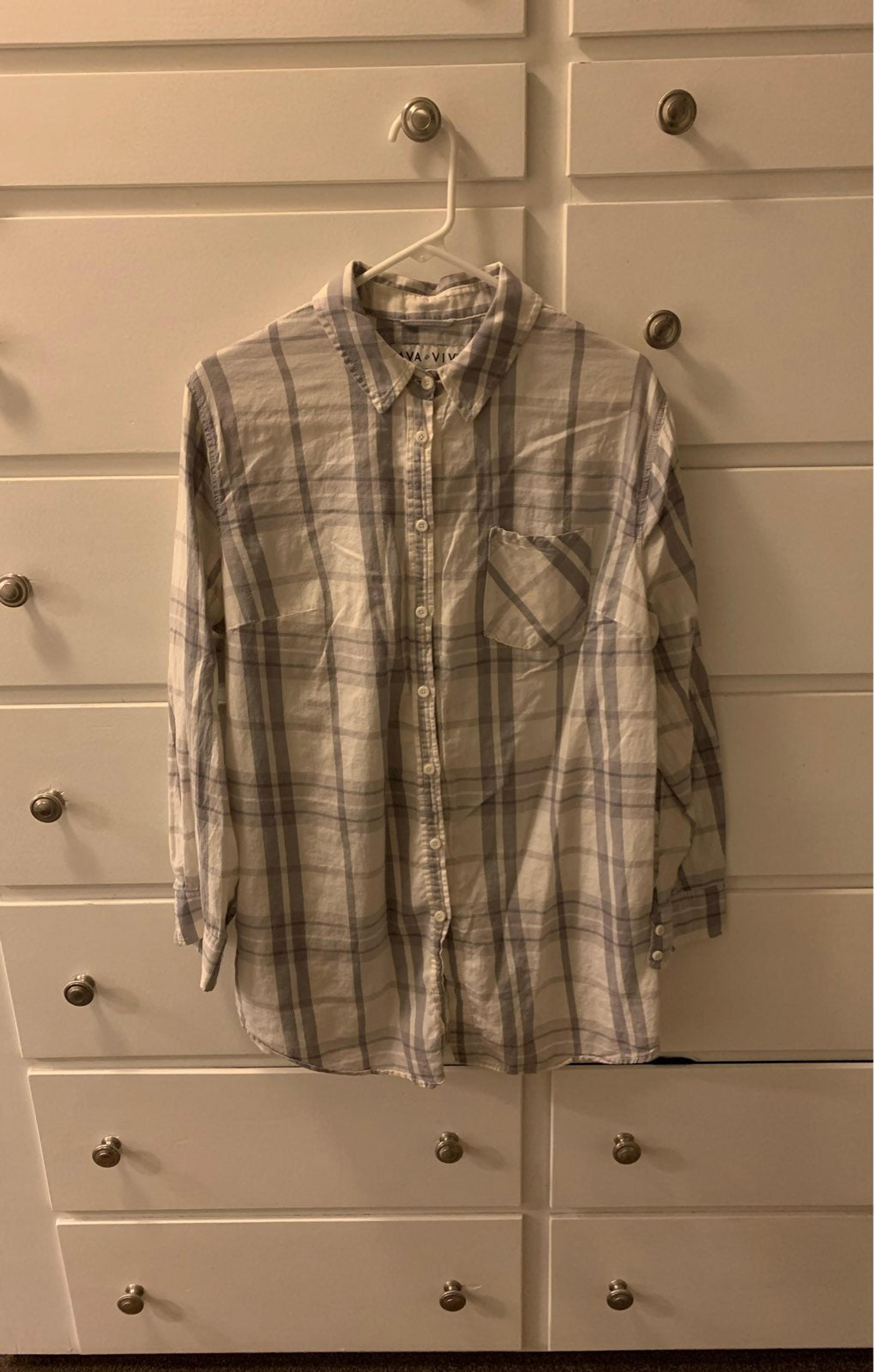 # Womens Ava & Viv Very Soft Button Down Shirt