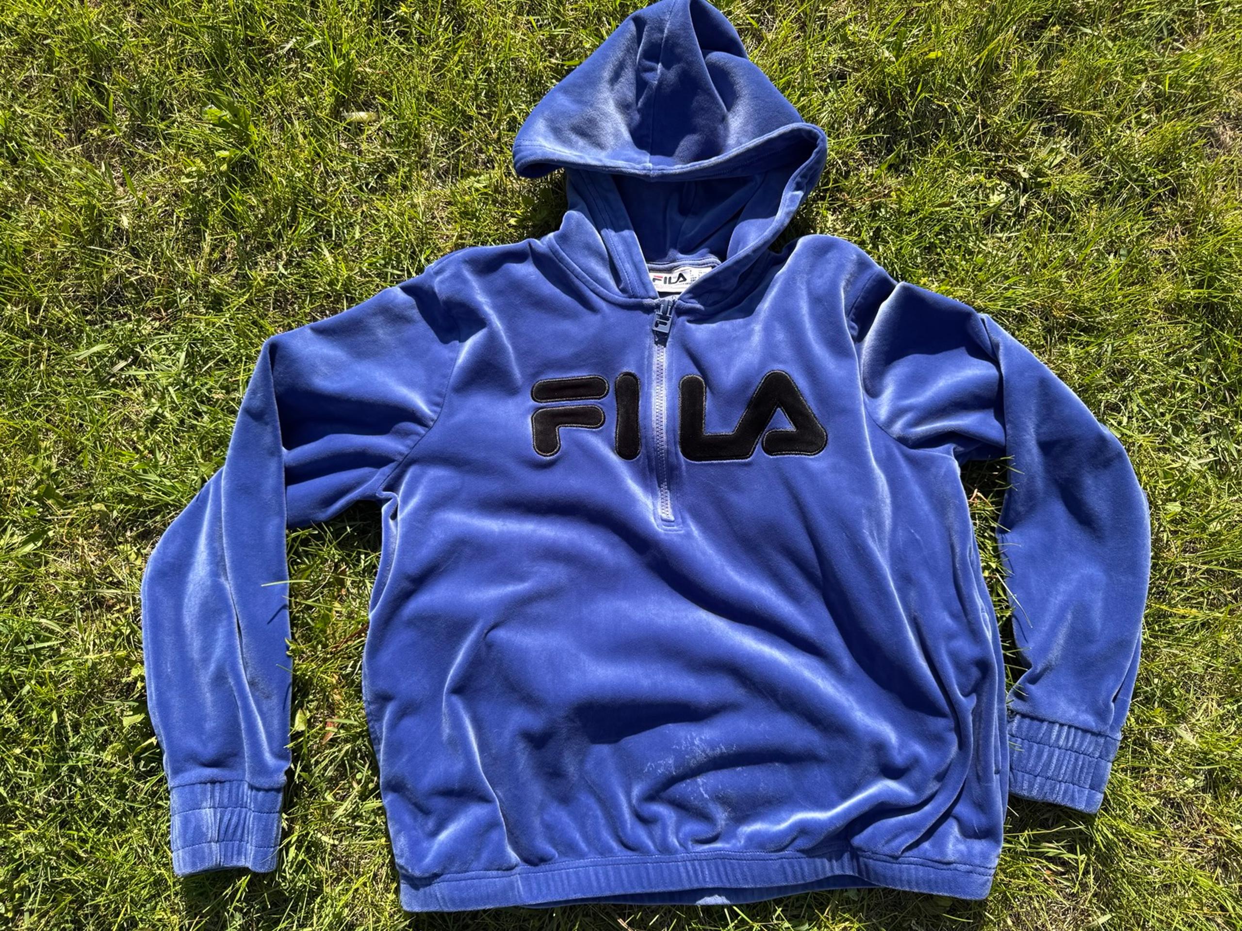 Fila Women’s Velour Quarter Zip Hoodie Marlyn Purple Large Soft. Measures 20" pi