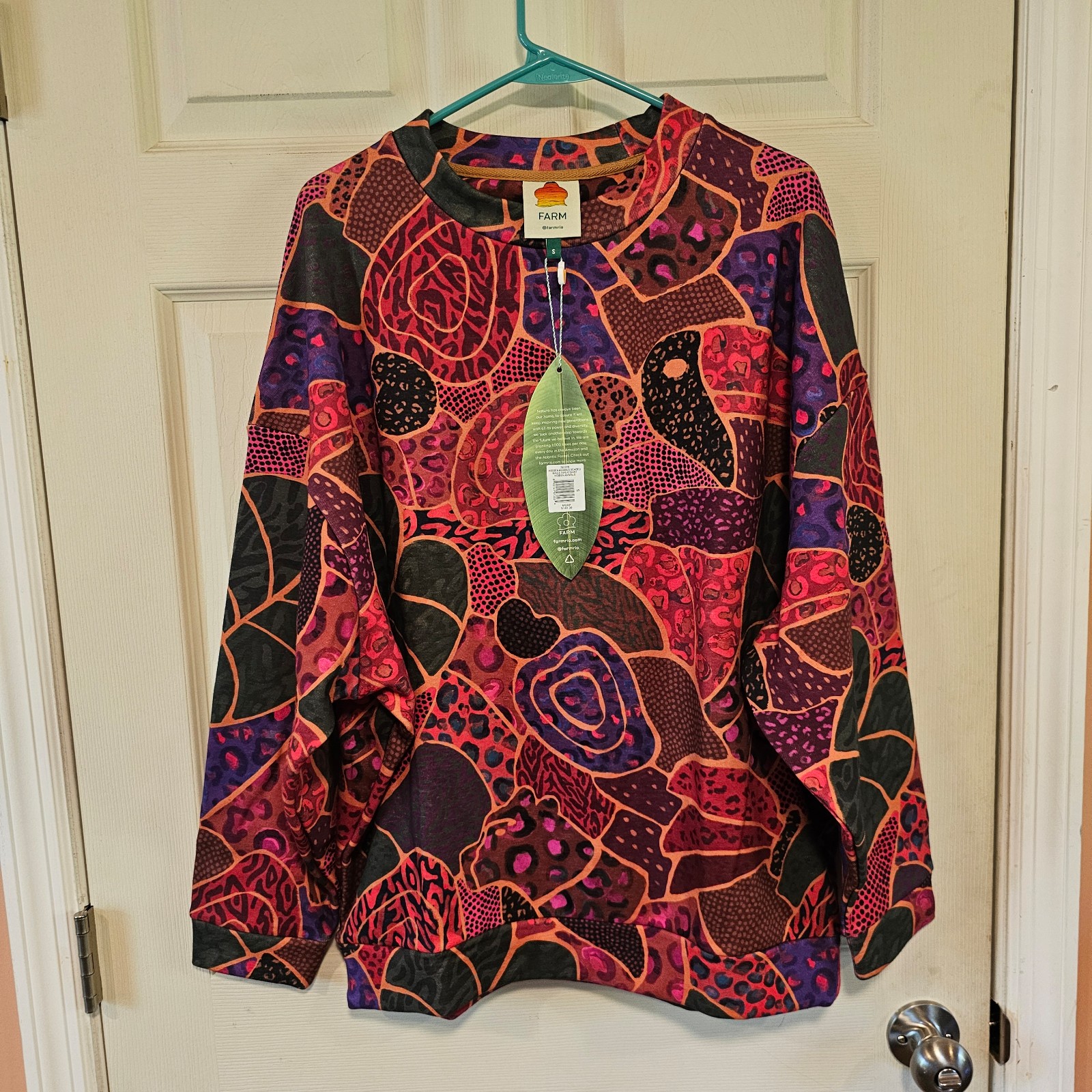 Farm RIO Anthropologie Hidden Animals Tunic Sweetshirt Pullover Colorful Boho