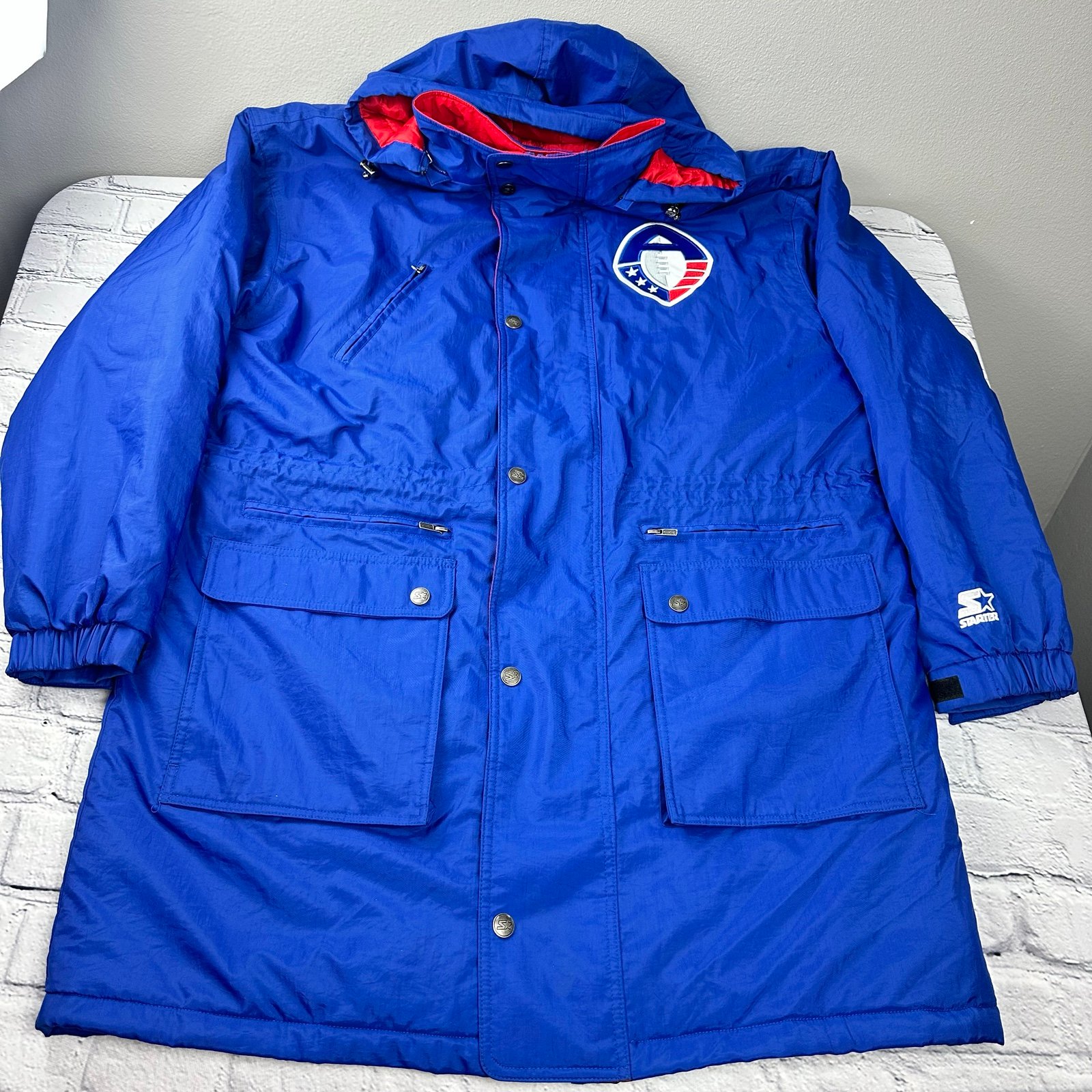 Starter Players Gear American Alliance Football Jacket Coat Blue Red Size XL