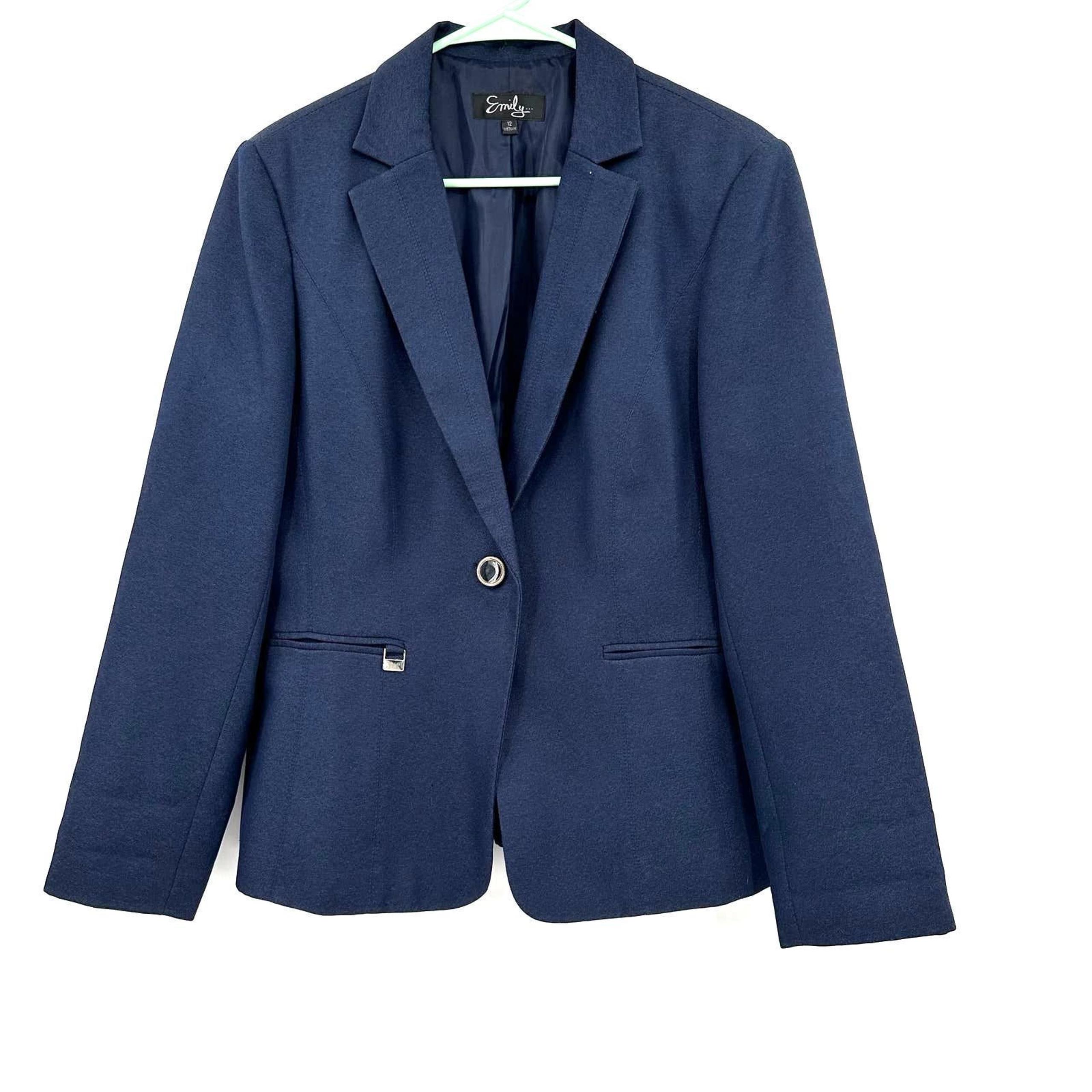 Emily size 12 navy blue single button blazer jacket