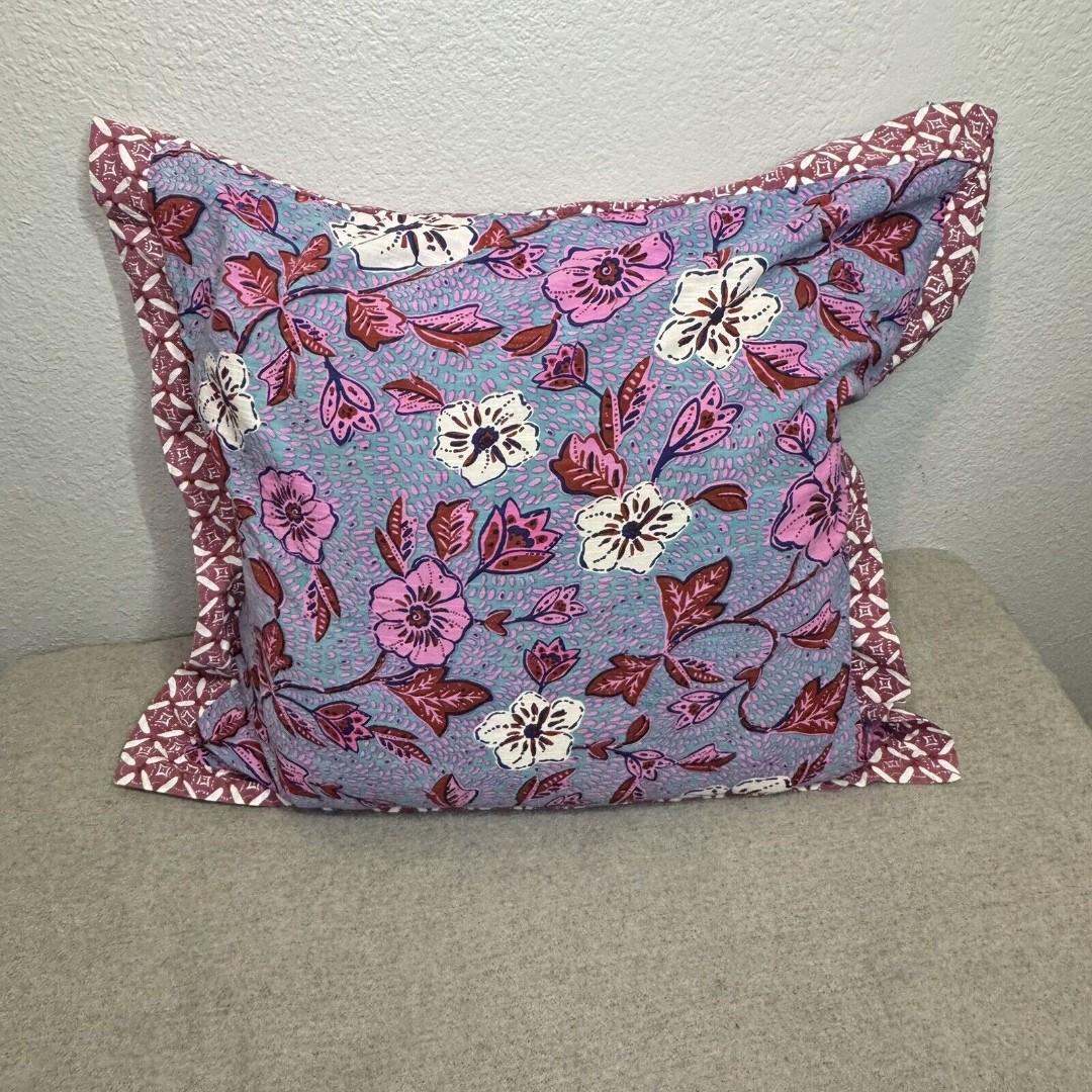 Anthropologie Zola Pillowcase Set of 2 Euro Shams 26x26 Floral Button Closure
