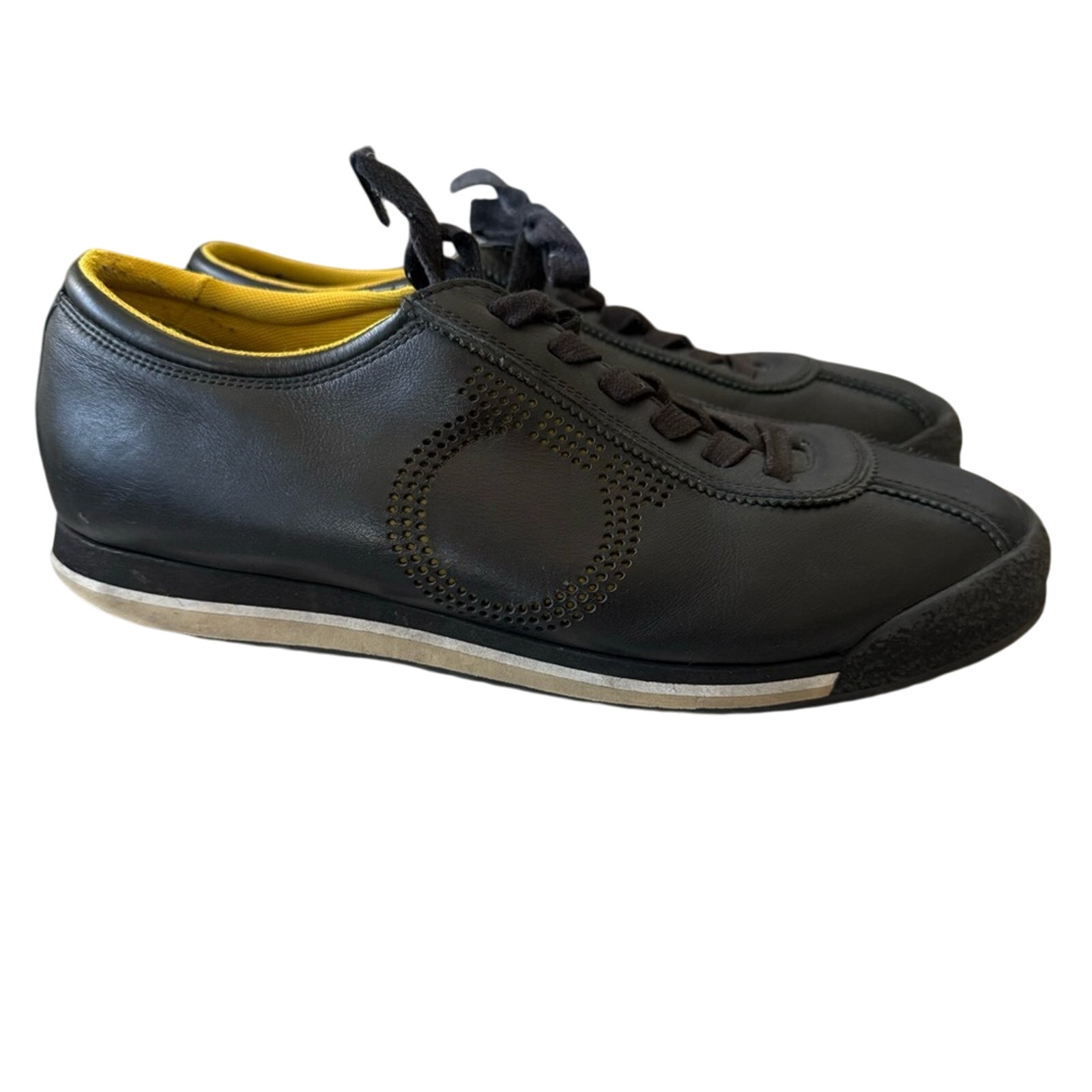Salvatore Ferragamo Black Leather Sneakers Shoes Men’s 10