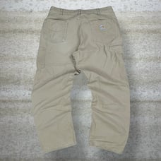 Vintage Carhartt Carpenter Pants FR Tan Canvas Baggy Wide Leg Dungarees 90s