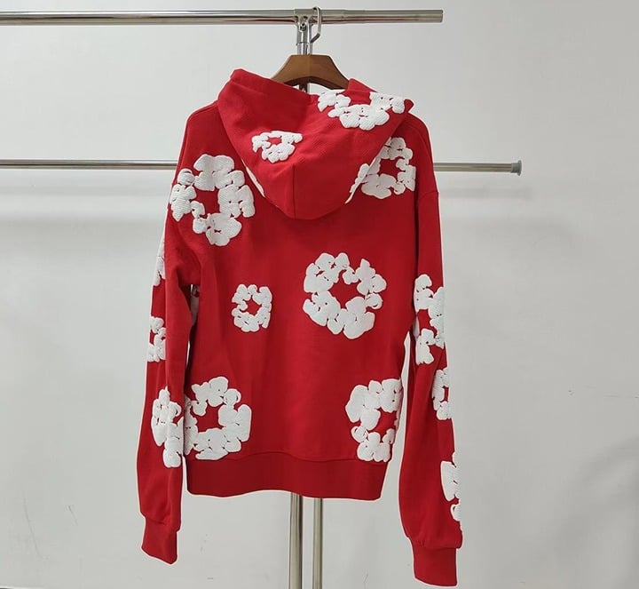 Red Cotton Denim Tears Hoodie