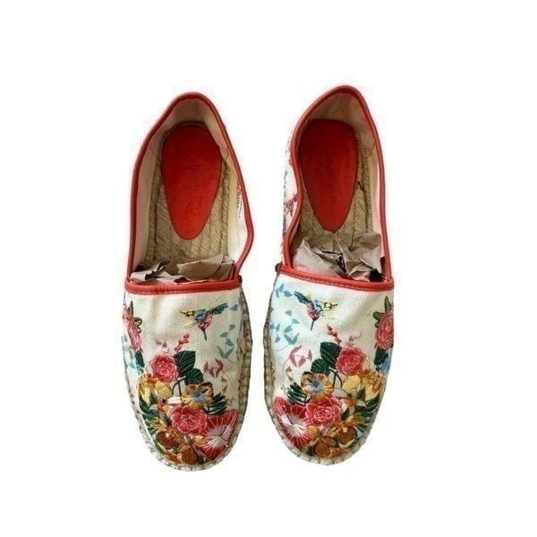 Johnny Was Andra Platform Espadrille Floral Embroidered Boho EUC Size 8M
