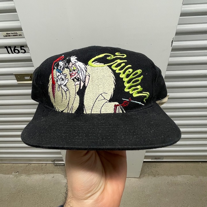 VINTAGE Annco 101 DAMLMATION Cruella Black SNAP BACK Cap