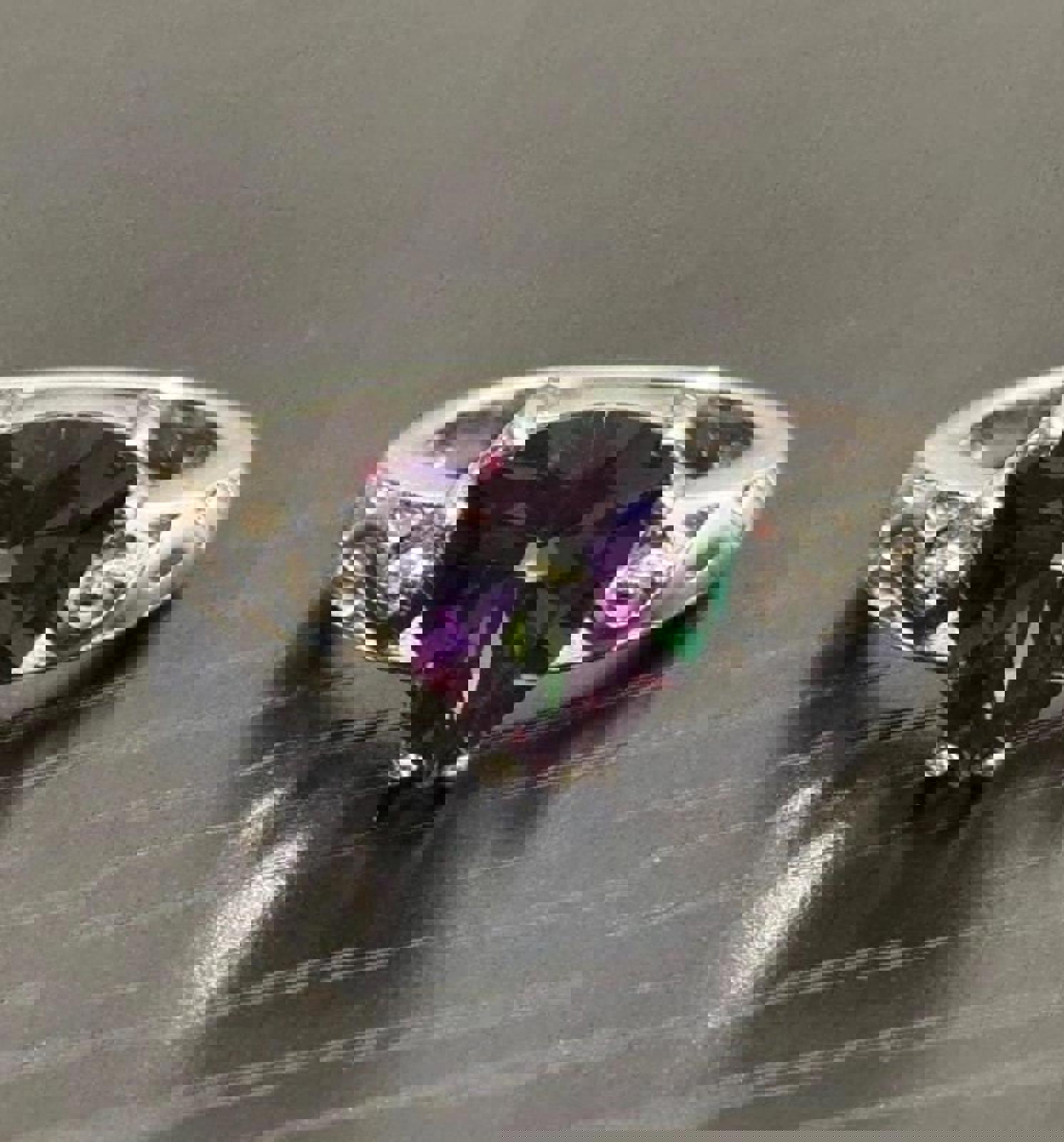 Topaz, Diamond and Sterling Silver Ring - size 7