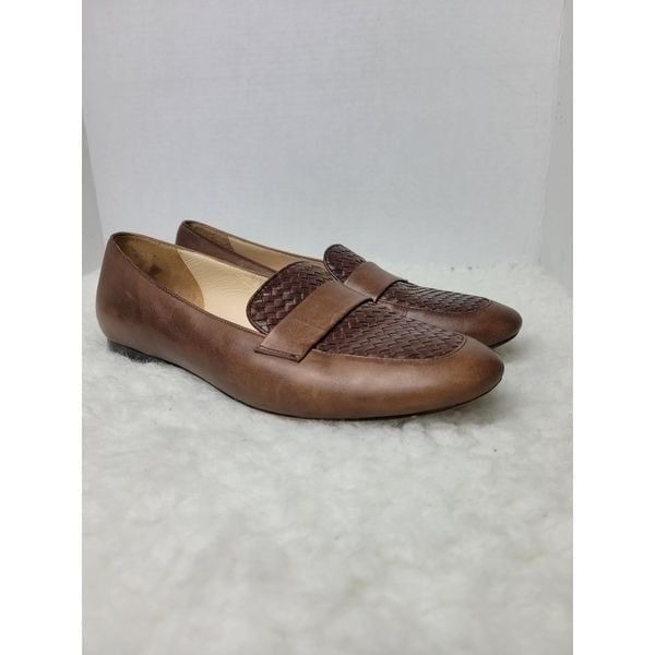 Cole Haan Dakota Shoes Womens Size 8.5 Brown Woven Leather Loafers