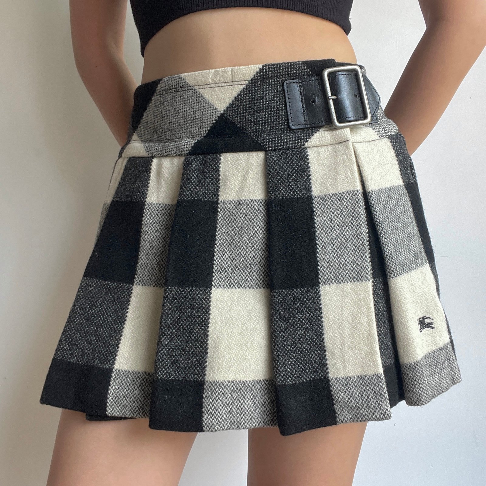 Burberry Wool Pleated Skirt Check Plaid