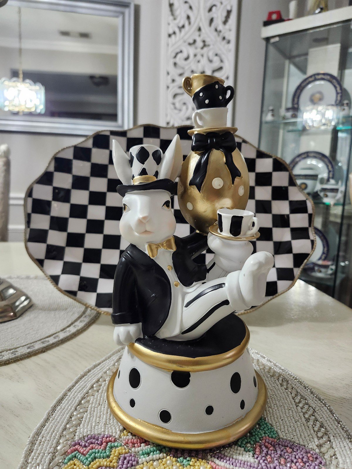 Mad hatter top hat rabbit with matching serving platter