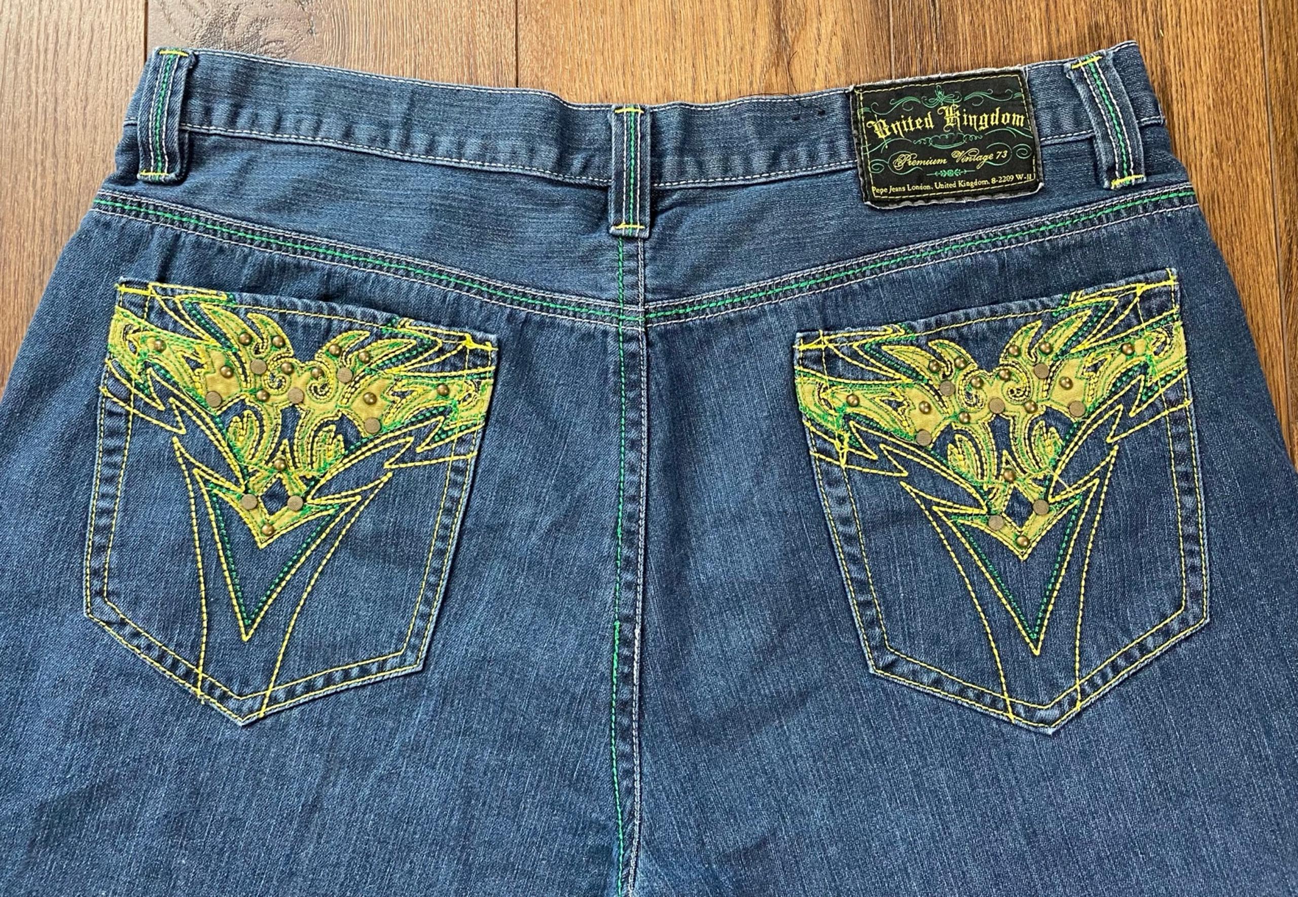 Pepe Jeans UK Men’s Denim Shorts 42 Blue Premium Vintage Embroidered Back Pocket