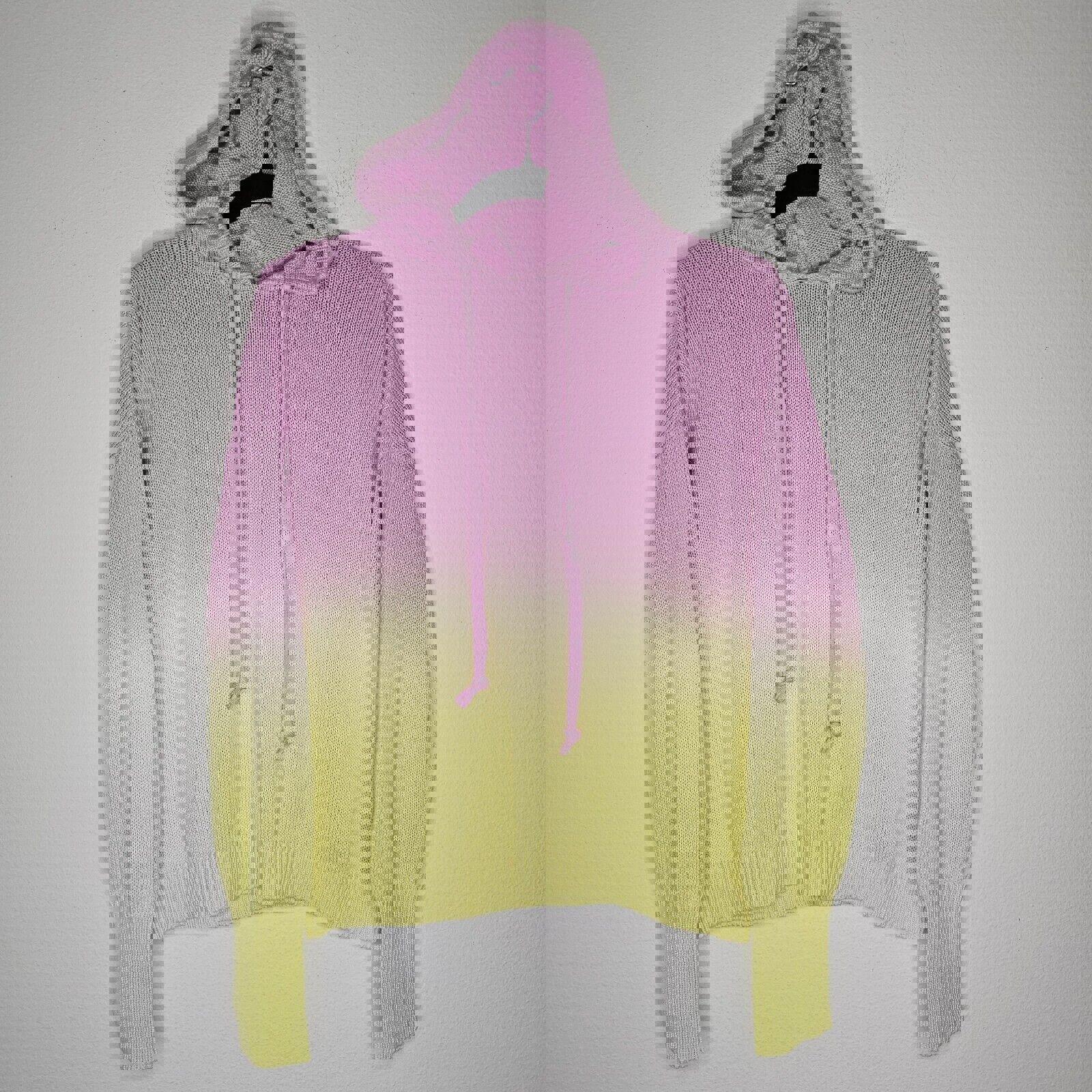NWOT One Grey Day Women's Pink/Yellow/Hooded Sweater Size Small