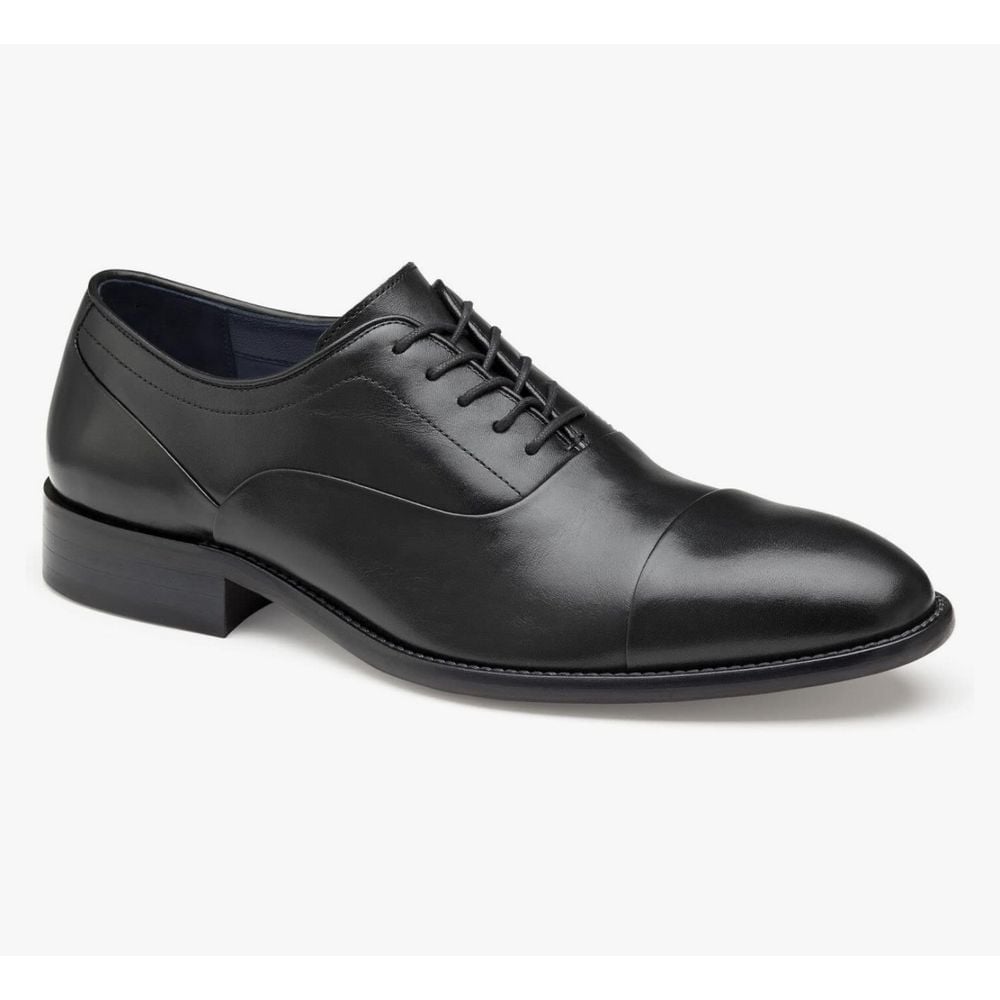 NEW in box Johnston & Murphy Men's Stockton Cap Toe black full grain leather 8.5
