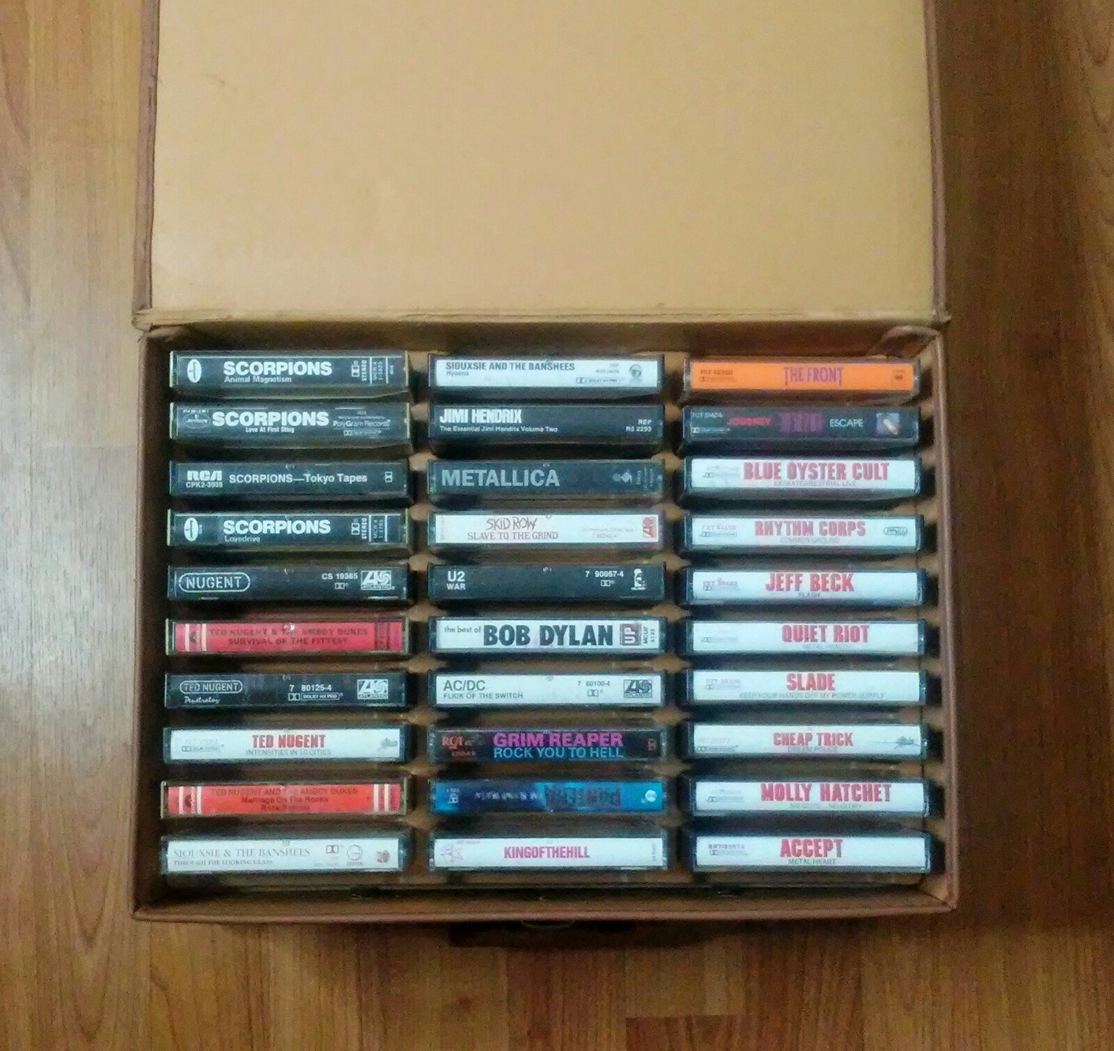 60 double sided cassette briefcase with 51 cassette Rock collection