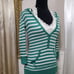 ♡ Y2k ♡ Hollister Ribbed Henley Hooded Button Down Striped Green & White