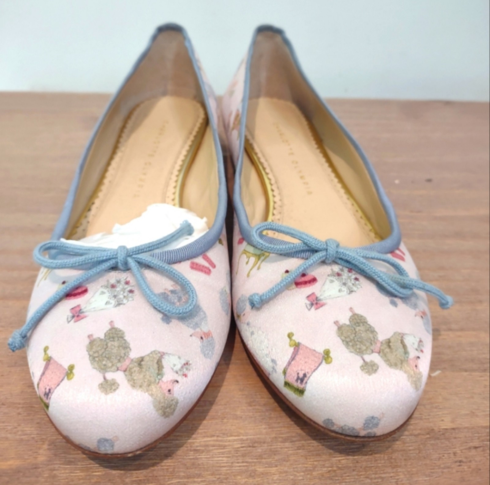 Charlotte Olympia Poodle Miranda pink and blue ballerina flats 40 495