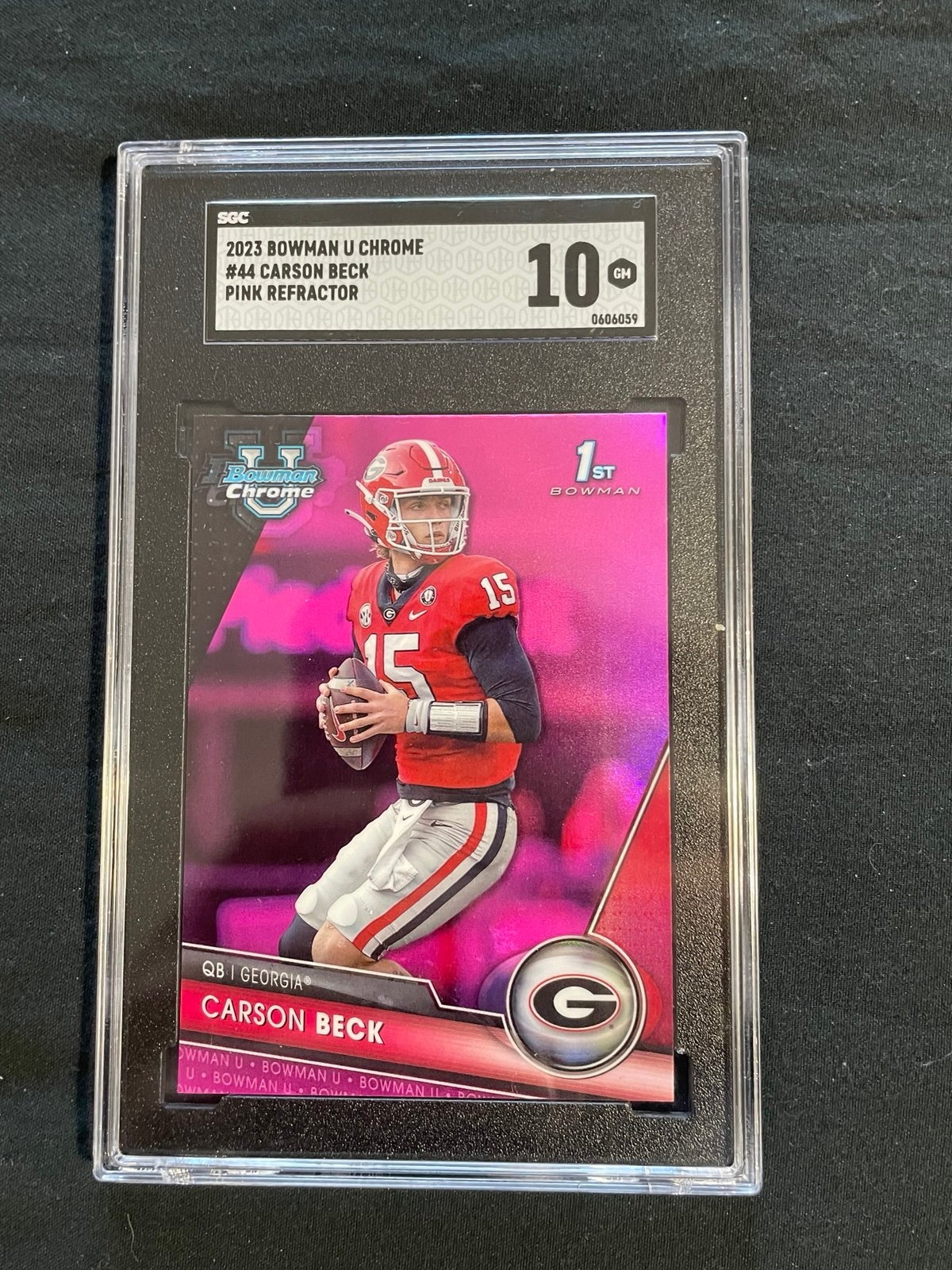 Carson Beck Pink Refractor SGC 10