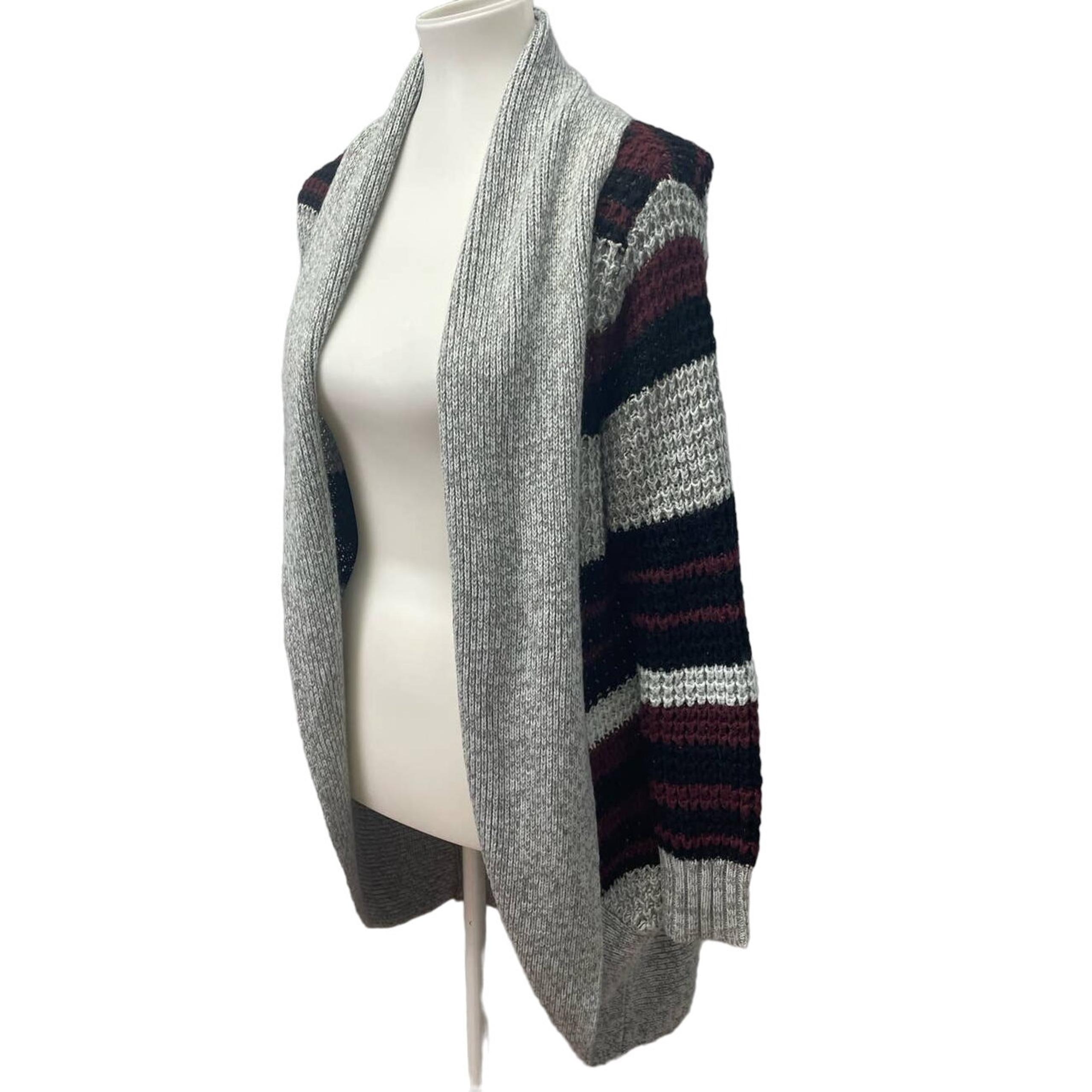 Bobbie Brooks 1X Long Sleeve Striped 100% Acrylic Long Open Cardigan Sweater