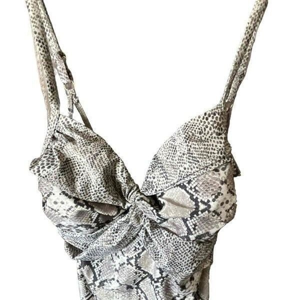 Gottex Womens Safari Animal Print V-Neck Adjustable Swimsuit Size 8