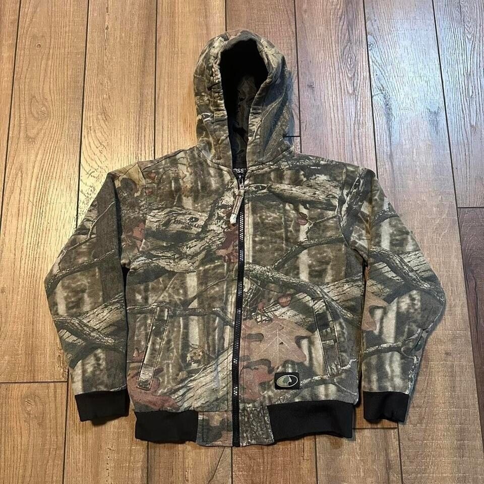 Vintage mossy oak camo camouflage kids zip-up coat jacket size medium