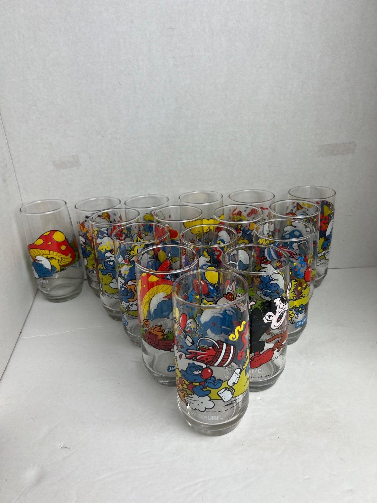 SMURF Glasses / cups ~ Set lot of 16~