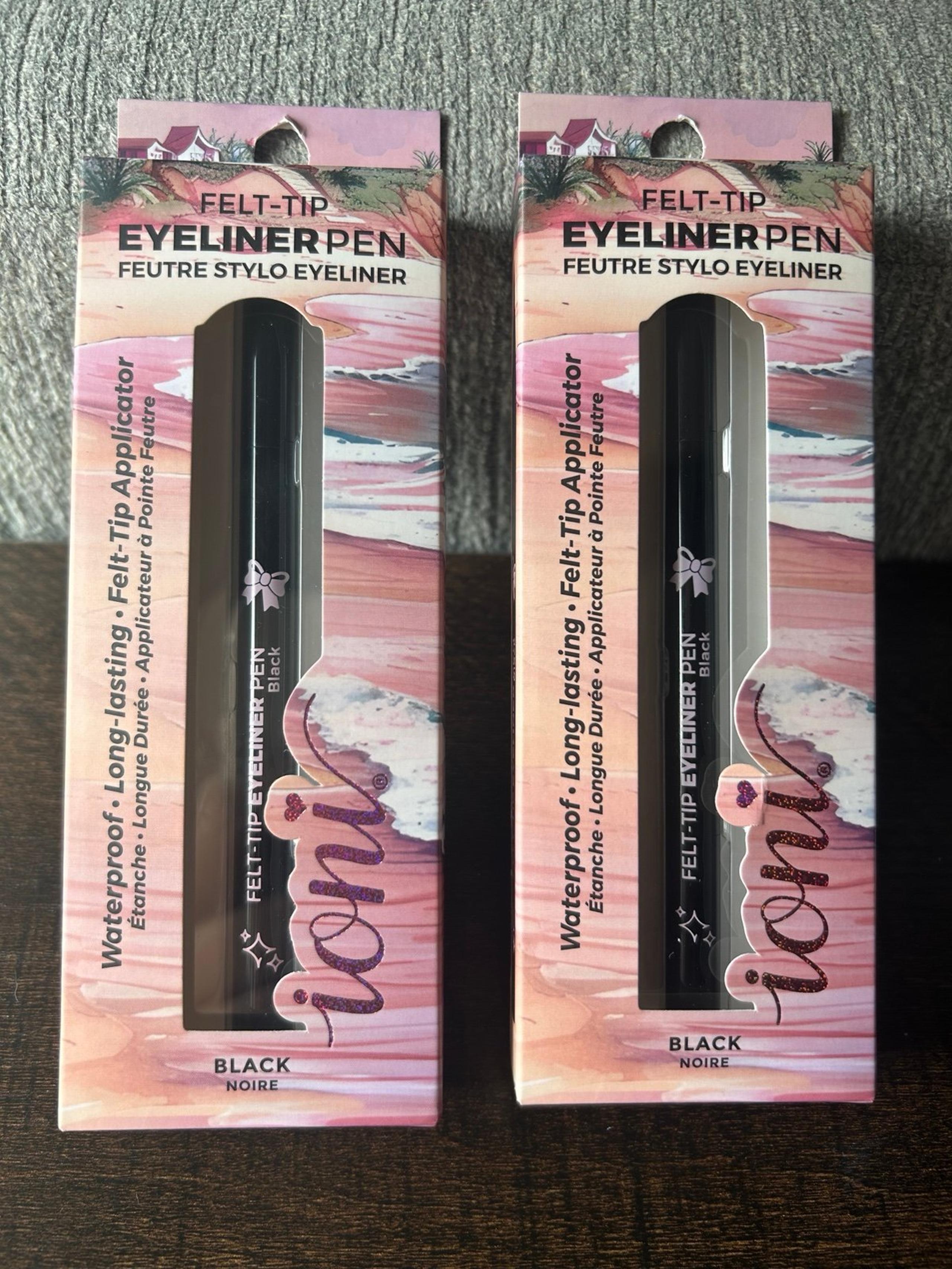 ioni Beauty Dollhouse BEACH FRONT Felt Tip Eyeliner Pens x2 Black Waterproof