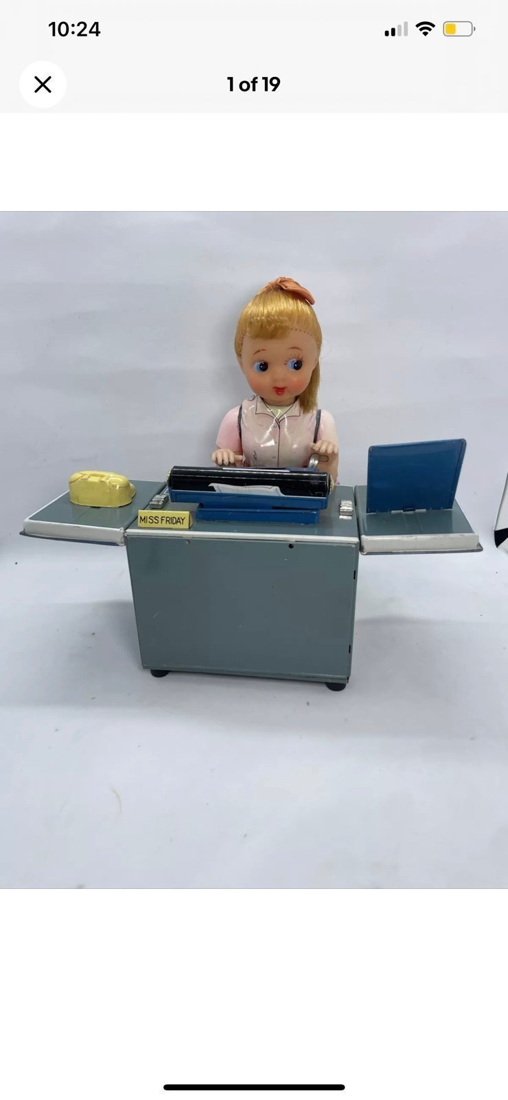 VINTAGE LINEMAR Tin Toy Miss Friday The Typist Battery operated Retro made Japan