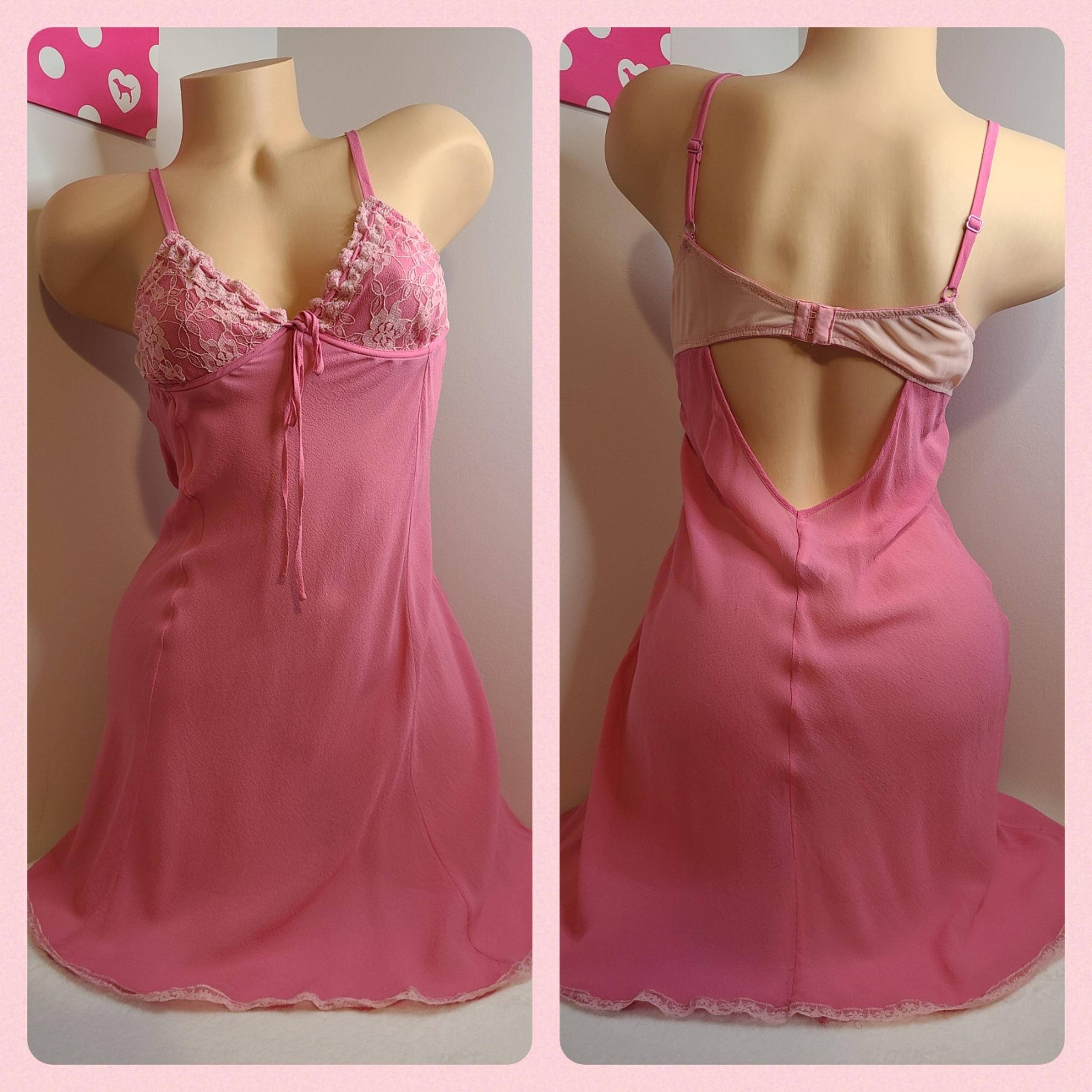 VTG Twiggy 100% Silk Milkmaid Babydoll Slip Dress Size M