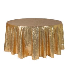 Gold 120 Inch Round Glitz Sequin Tablecloth | Wholesale Wedding Tablecloth, Roun