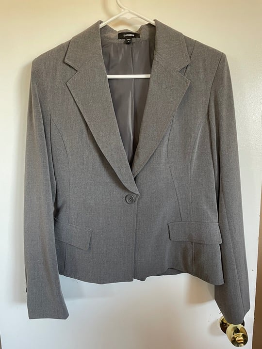 Express Editor One Button Blazer - Gray - Size 8