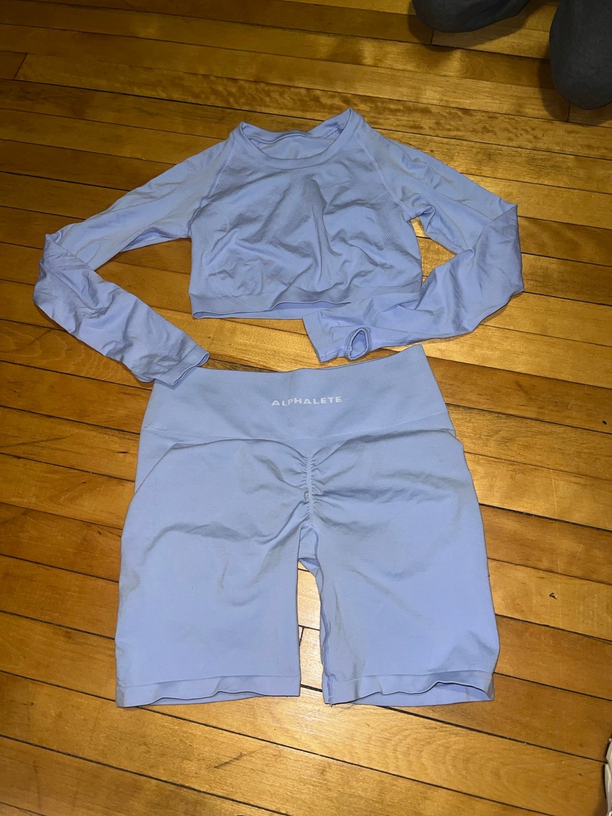 Alphalete mystic blue workout set