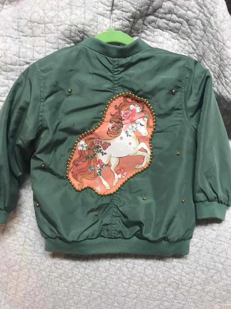 Unicorn Bomber Jacket custom Bling 1-2 yr NEW